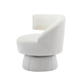 360 Degree Swivel Cuddle Barrel Accent Chairs, Round Armchairs With Wide Upholstered, Fluffy Fabric Chair For Living Room, Bedroom, Office, Waiting Rooms Beige Foam Boucle