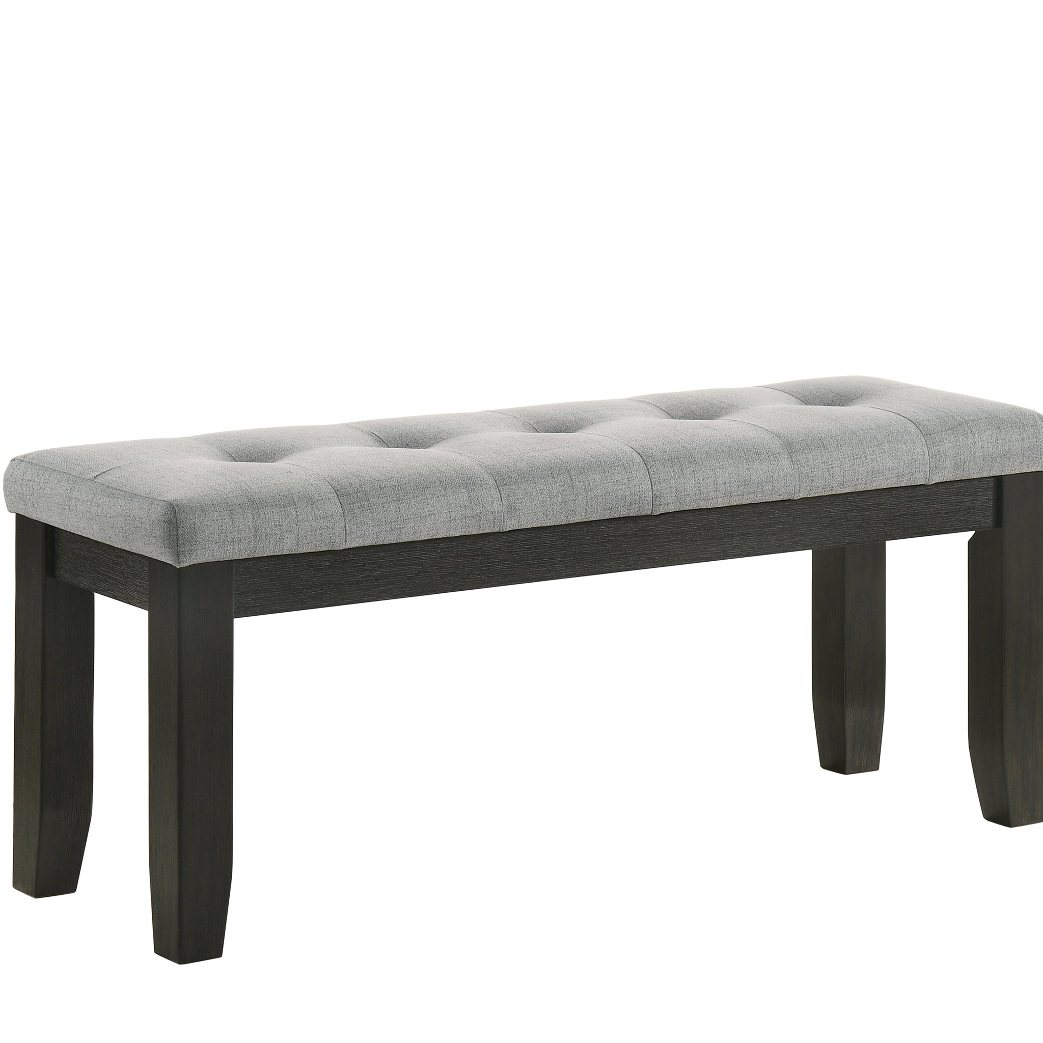 1Pc Contemporary Style Bench Gray Fabric Upholstery Tufted Tapered Wood Legs Bedroom Living Room Dining Room Furniture Wheat Charcoal Finish Gray Contemporary Solid Wood