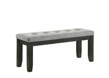 1Pc Contemporary Style Bench Gray Fabric Upholstery Tufted Tapered Wood Legs Bedroom Living Room Dining Room Furniture Wheat Charcoal Finish Gray Contemporary Solid Wood