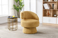 360 Degree Swivel Cuddle Barrel Accent Chairs, Round Armchairs With Wide Upholstered, Fluffy Fabric Chair For Living Room, Bedroom, Office, Waiting Rooms Yellow Foam Boucle