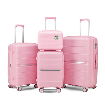 Luggage Sets 4 Piece 14 20 24 28 Pp Lightweight & Durable Expandable Suitcase Pink Polypropylene