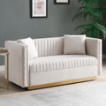 Contemporary Vertical Channel Tufted Velvet Sofa beige-foam-velvet