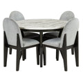 5 Piece Dining Table And Chair Set, Round Dining Table With 4 Upholstered Chairs, Dining Table Set With Storage Black White Solid Wood Mdf
