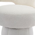 360 Degree Swivel Cuddle Barrel Accent Chairs, Round Armchairs With Wide Upholstered, Fluffy Fabric Chair For Living Room, Bedroom, Office, Waiting Rooms Beige Foam Boucle