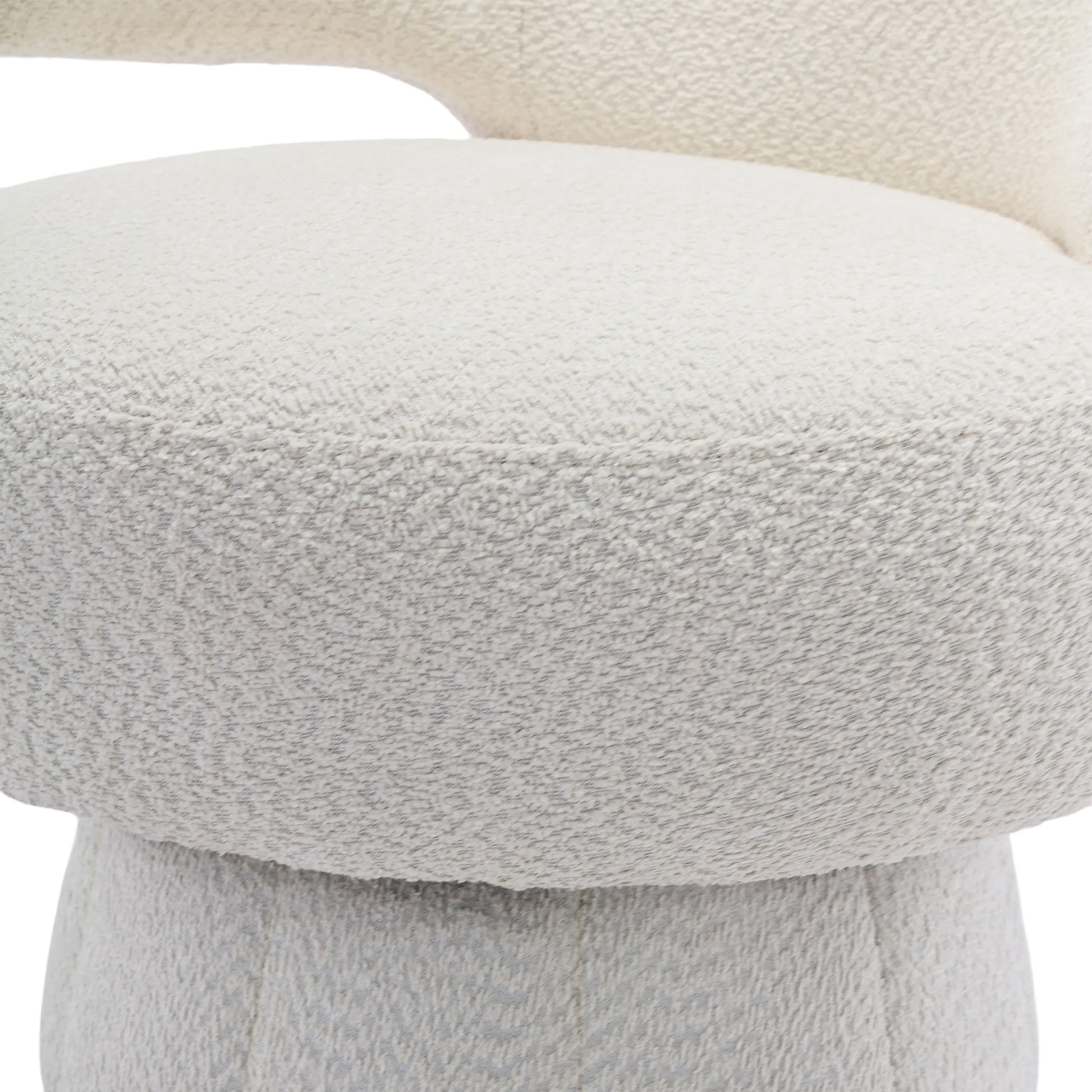 360 Degree Swivel Cuddle Barrel Accent Chairs, Round Armchairs With Wide Upholstered, Fluffy Fabric Chair For Living Room, Bedroom, Office, Waiting Rooms Beige Foam Boucle