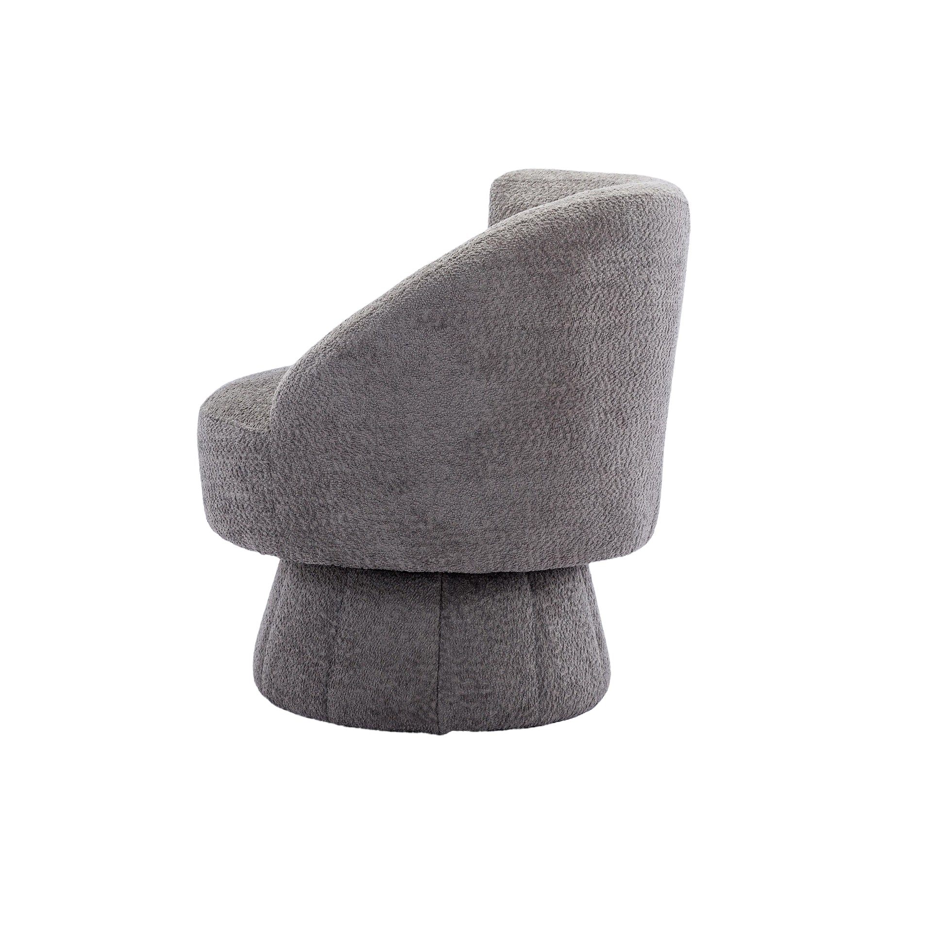 360 Degree Swivel Cuddle Barrel Accent Chairs, Round Armchairs With Wide Upholstered, Fluffy Fabric Chair For Living Room, Bedroom, Office, Waiting Rooms Gray Foam Boucle