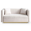 Contemporary Vertical Channel Tufted Velvet Sofa beige-foam-velvet