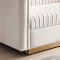 Contemporary Vertical Channel Tufted Velvet Sofa beige-foam-velvet