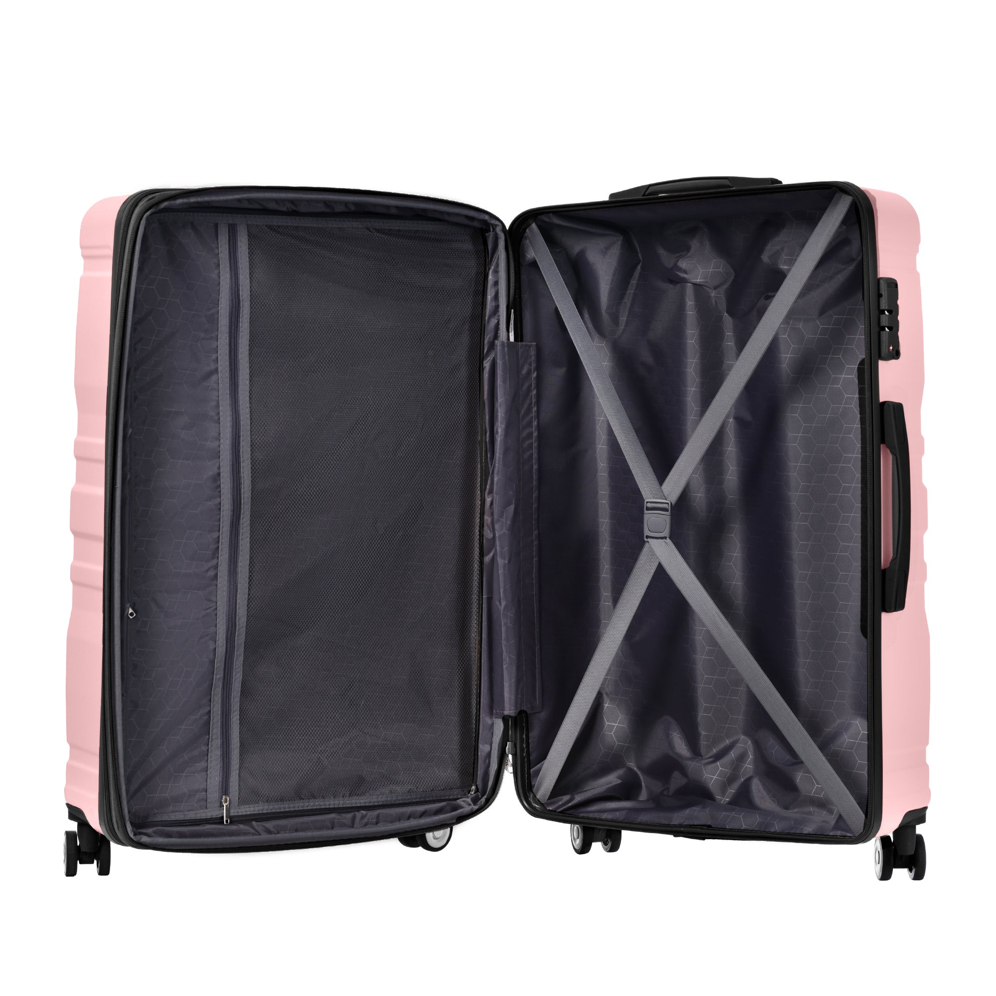 Luggage Sets Model Expandable ABS Hardshell 3pcs pink+black-abs
