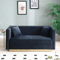 Contemporary Vertical Channel Tufted Velvet Sofa Loveseat Set Modern Upholstered 2Pcs Set Couch For Living Room Apartment With 4Pillows,Black Black Velvet