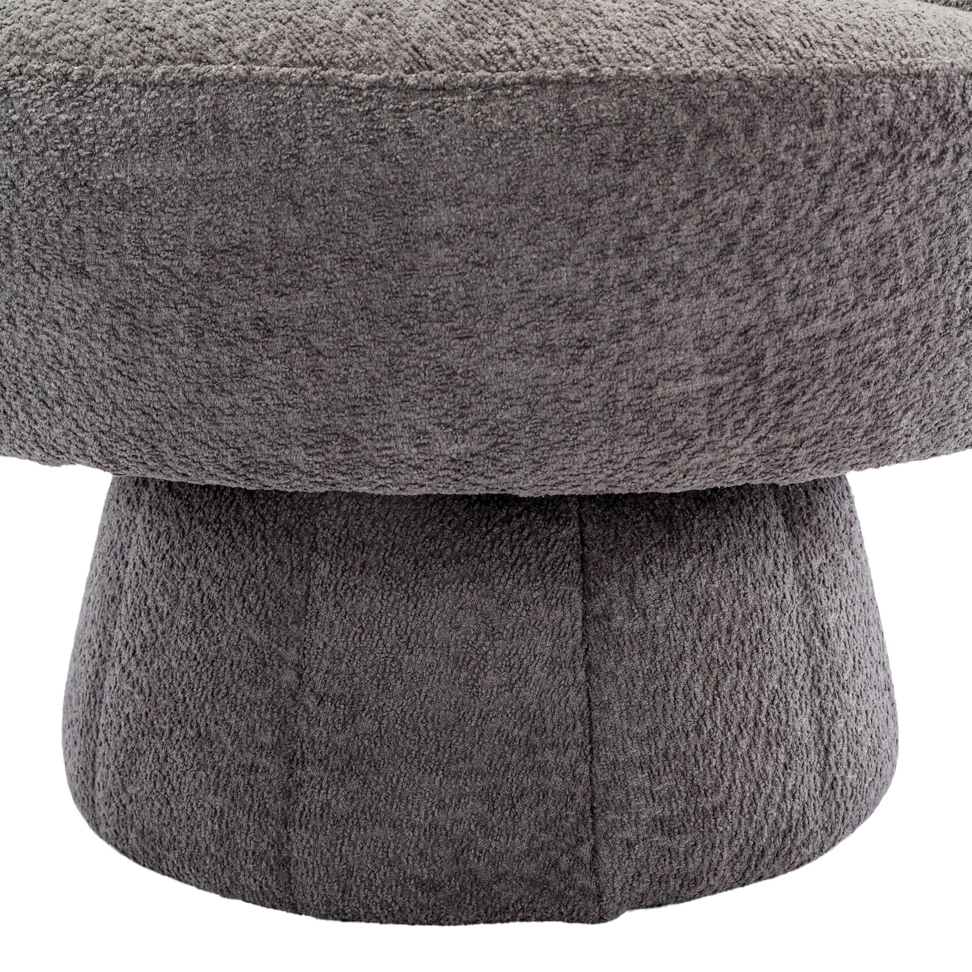 360 Degree Swivel Cuddle Barrel Accent Chairs, Round Armchairs With Wide Upholstered, Fluffy Fabric Chair For Living Room, Bedroom, Office, Waiting Rooms Gray Foam Boucle