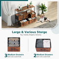 Sweetcrispy Dresser For Bedroom, Chest Of Drawers, 5 Drawer Dresser, Closet Fabric Dresser With Metal Frame Black Metal & Wood