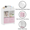 Kids Dollhouse Bookcase With Storage, 2 Tier Storage Display Organizer, Toddler Bookshelf With 2 Collapsible Fabric Drawers For Bedroom Or Playroom White Pink White Pink Mdf