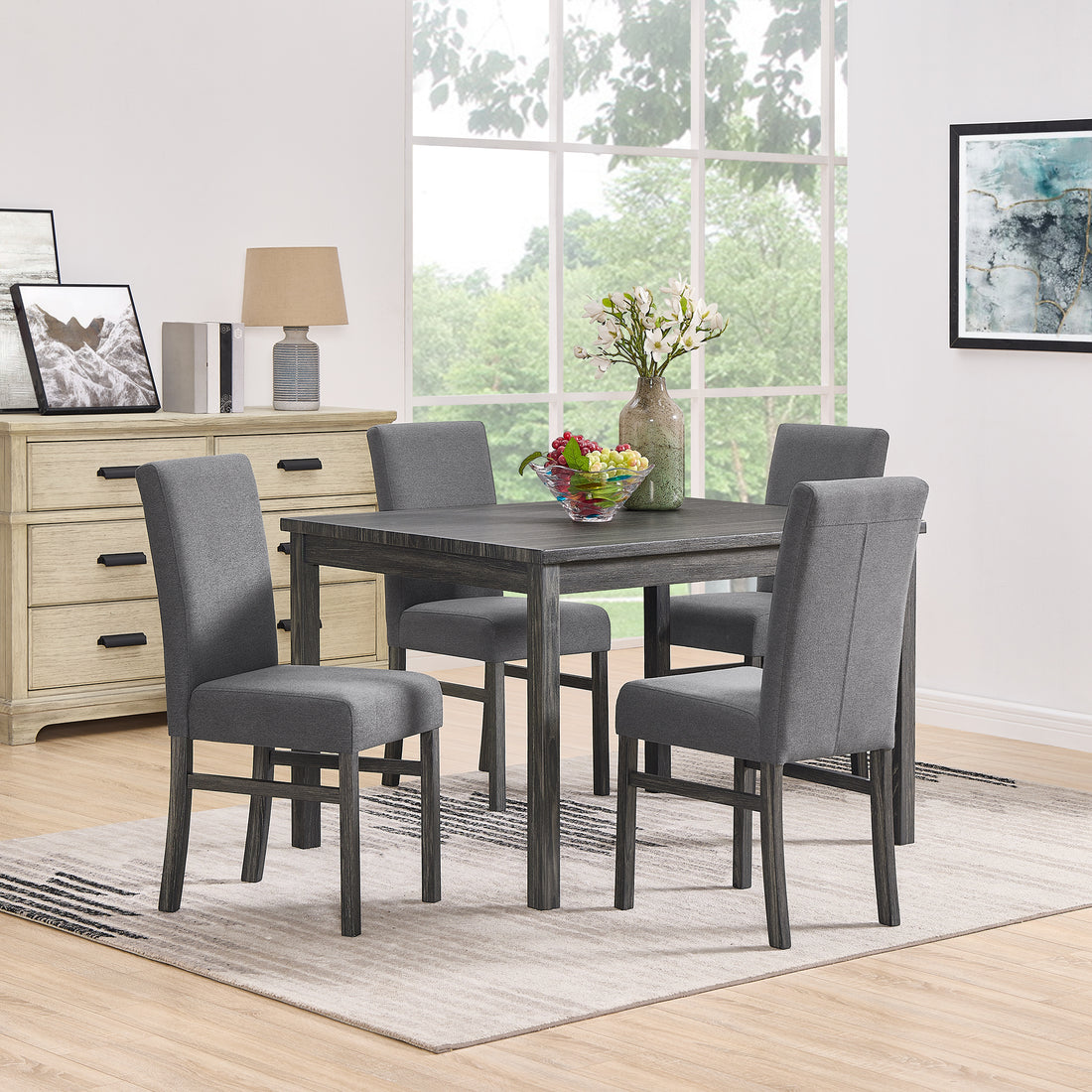 Dining Table Dining Chairs Kitchen Dining Table Dining Table Small Kitchen Dining Table Small Space Dining Table Dining Table Home Furniture Rectangular Modern,Old Sku:W1781S00005 Black Gray Solid Wood Mdf