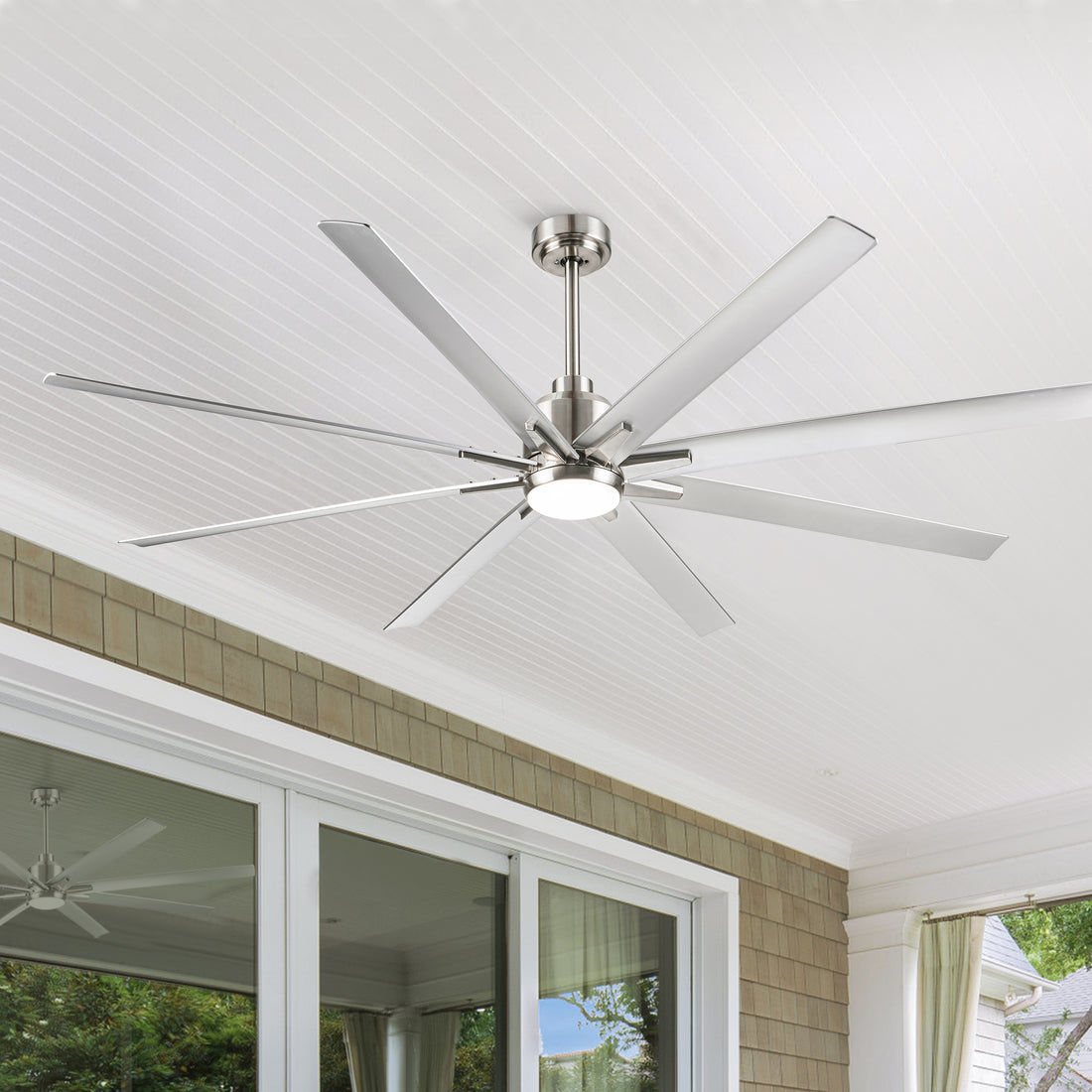 Smart 72" Integrated Led Ceiling Fan With Silver Blades In Brushed Nickel Finish Silver Abs