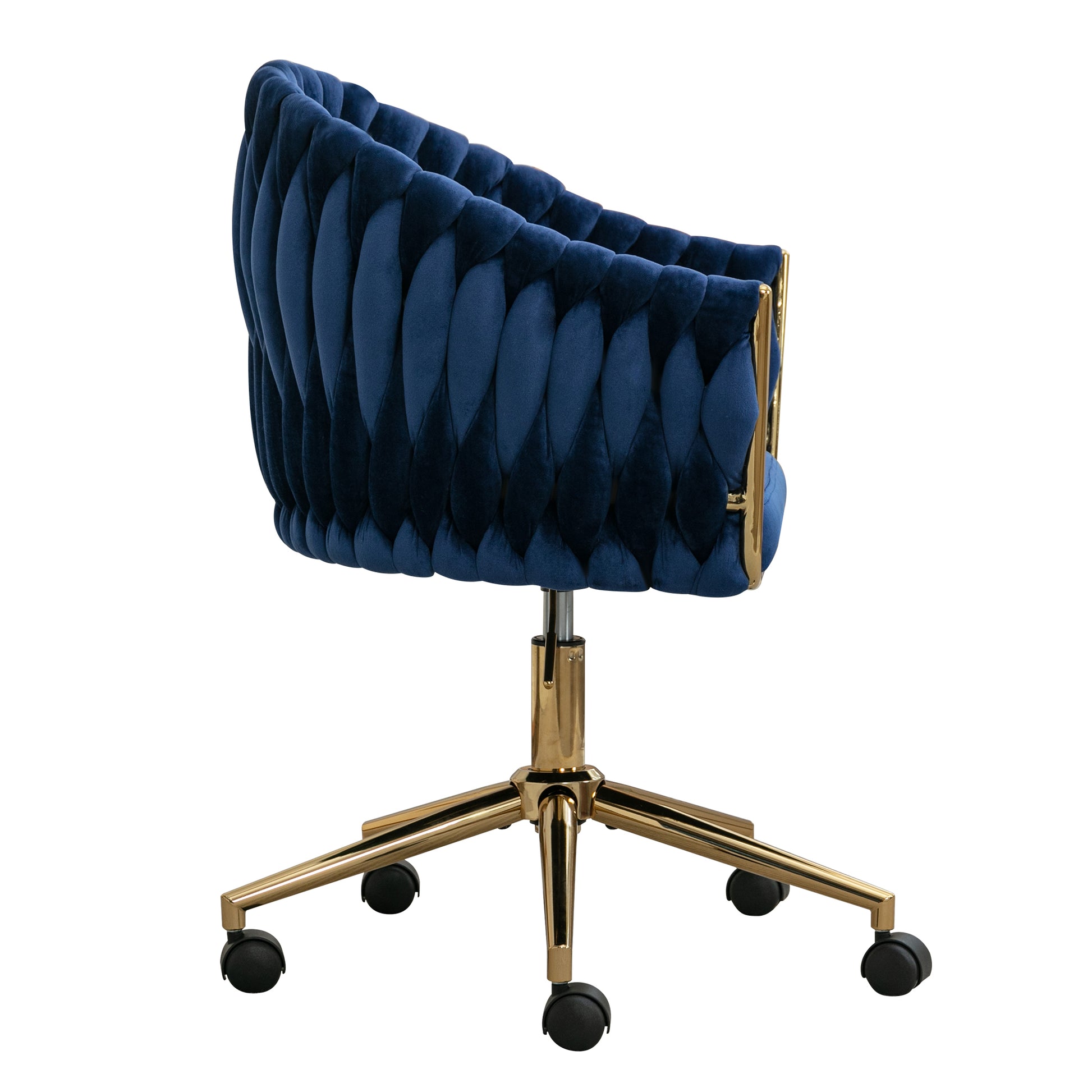 Modern Home Office Leisure Chair With Adjustable Velvet Height And Adjustable Casters Blue Blue Primary Living Space Cotton Velvet