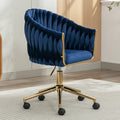 Modern Home Office Leisure Chair With Adjustable Velvet Height And Adjustable Casters Blue Blue Primary Living Space Cotton Velvet