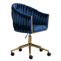 Modern Home Office Leisure Chair With Adjustable Velvet Height And Adjustable Casters Blue Blue Primary Living Space Cotton Velvet