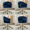 Modern Home Office Leisure Chair With Adjustable Velvet Height And Adjustable Casters Blue Blue Primary Living Space Cotton Velvet