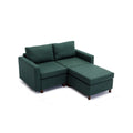 2 Seat Module Sectional Sofa Couch With 2 Ottoman For Living Room,Seat Cushion And Back Cushion Non Removable And Non Washable,Green Green Wood Primary Living Space Soft Modern Rubberwood Foam Linen 2 Seat