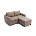 2 Seat Module Sectional Sofa Couch With 2 Ottoman For Living Room,Seat Cushion And Back Cushion Non Removable And Non Washable,Brown Brown Wood Primary Living Space Soft Modern Rubberwood Foam Linen 2 Seat