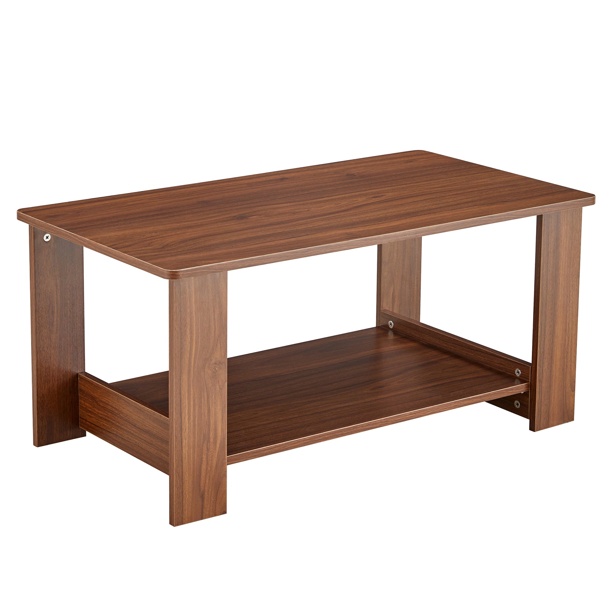 Modern Minimalist Walnut Colored Double Layered Rectangular Coffee Table ,Tea Table.Mdf Material Is More Durable,Suitable For Living Room, Bedroom, And Study Room.19.6"*35.4"*16.5" Ct 16 Walnut Mdf