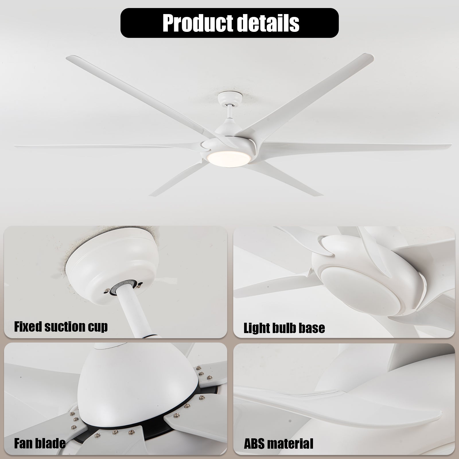 100" Ceiling Fans With Lights And Remote White Abs