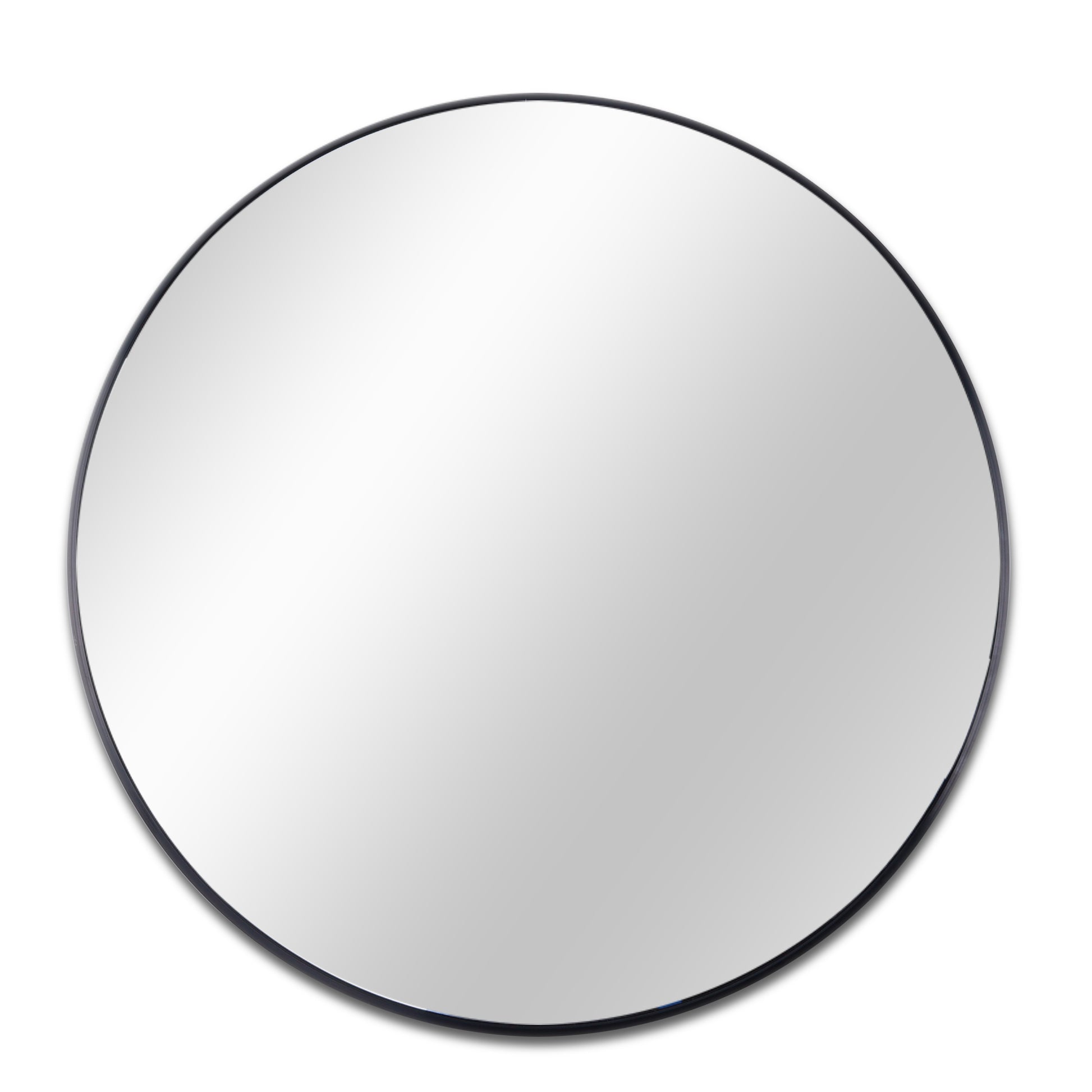 Black 42 Inch Metal Round Bathroom Mirror silver-classic-mdf+glass-aluminium