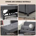 3 In 1 Convertible Futon Sofa Bed With Adjustable Backrest, Single Sofa Bed With Pull Out Sleeper, Convertible Futon Chair For Living Room, Side Bag And 1 Lumbar Pillow,Dark Gray Dark Gray Linen Wood Fabric 1 Seat