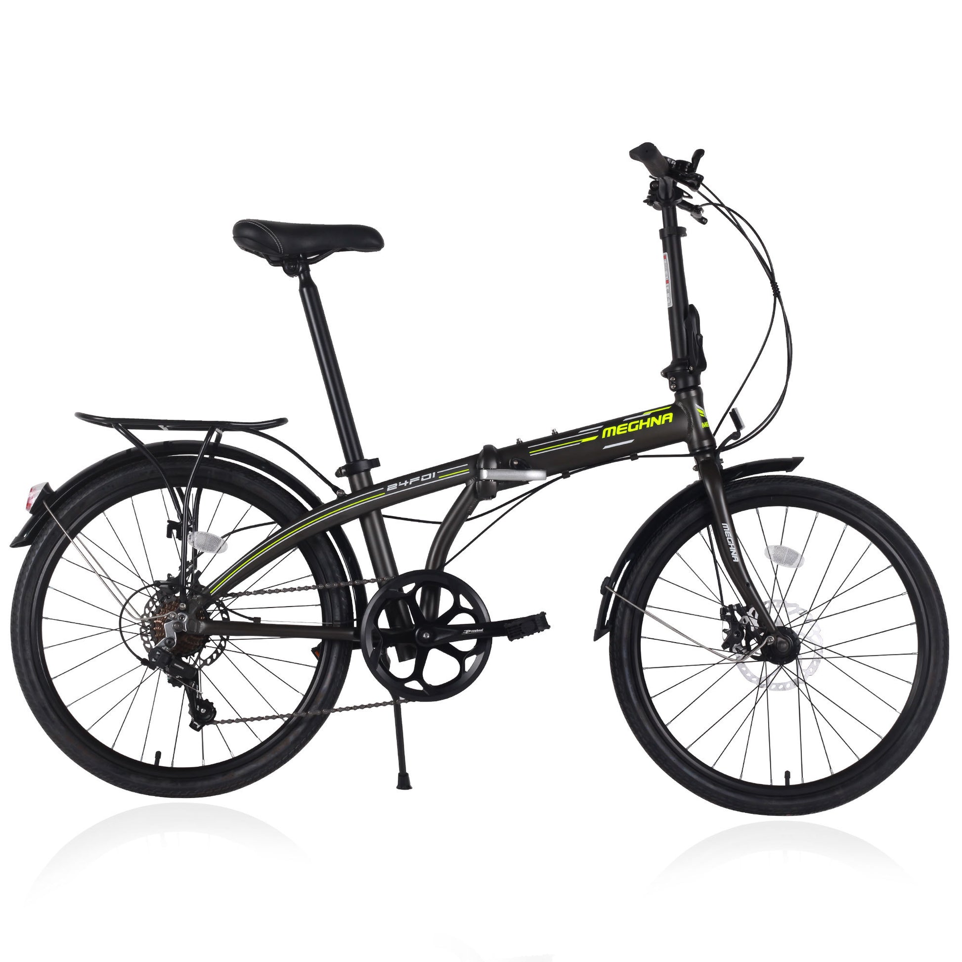 citybike aluminium 24" Folding City Bike Aluminum Frame 7 Speed Folding Bike Cycling Dark Grey Garden & Outdoor American Design Aluminium Alloy