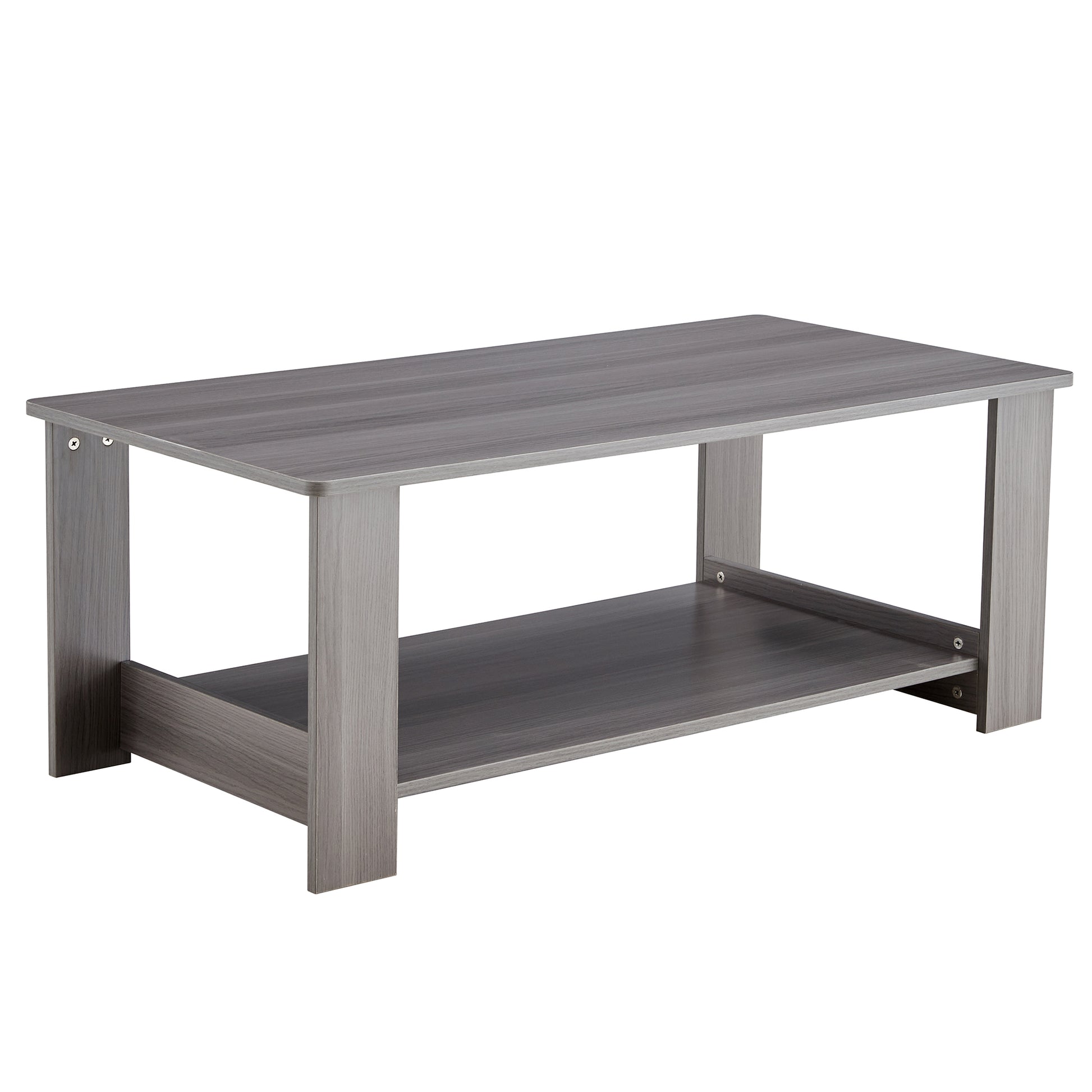 A Modern And Practical Gray Textured Coffee Table,Tea Table.Double Layered Coffee Table Made Of Mdf Material,. Suitable For Living Room,Bedroom And Study Room. 43.3"*21.6"*16.5"Ct 16 Grey Mdf