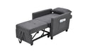 3 In 1 Convertible Futon Sofa Bed With Adjustable Backrest, Single Sofa Bed With Pull Out Sleeper, Convertible Futon Chair For Living Room, Side Bag And 1 Lumbar Pillow,Dark Gray Dark Gray Linen Wood Fabric 1 Seat