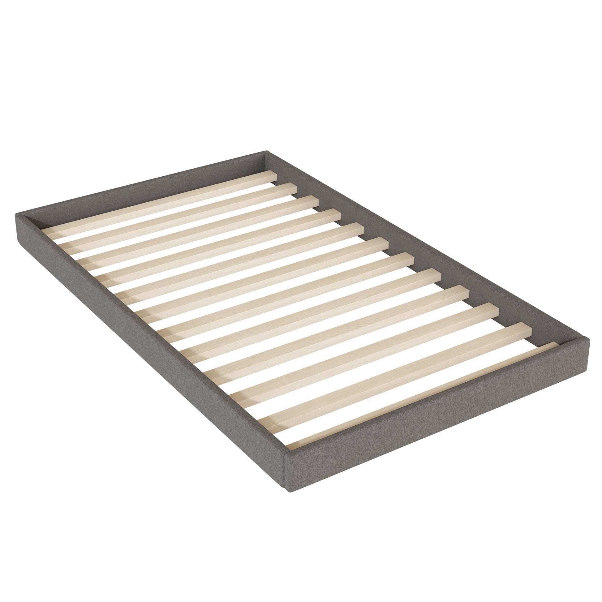 Queen Size Upholstered Platform Bed With Twin Size Trundle And 2 Sets Of Usb Ports On Each Side, Linen Fabric, Gray Queen Gray Linen