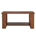 Modern Minimalist Walnut Colored Double Layered Rectangular Coffee Table ,Tea Table.Mdf Material Is More Durable,Suitable For Living Room, Bedroom, And Study Room.19.6