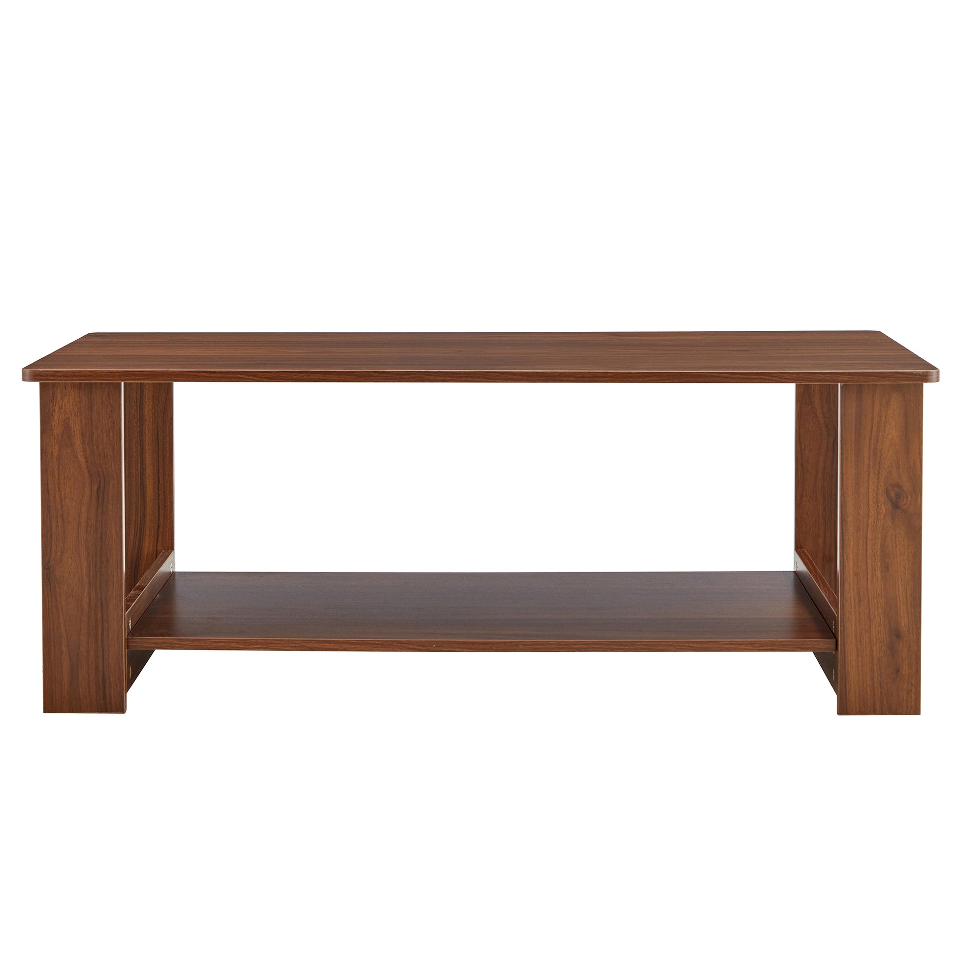 Modern And Practical Walnut Textured Coffee Tablestea Tables. The Double Layered Coffee Table Is Made Of Mdf Material. Suitable For Living Room 43.3"*21.6"*16.5" Ct 16 Walnut Mdf