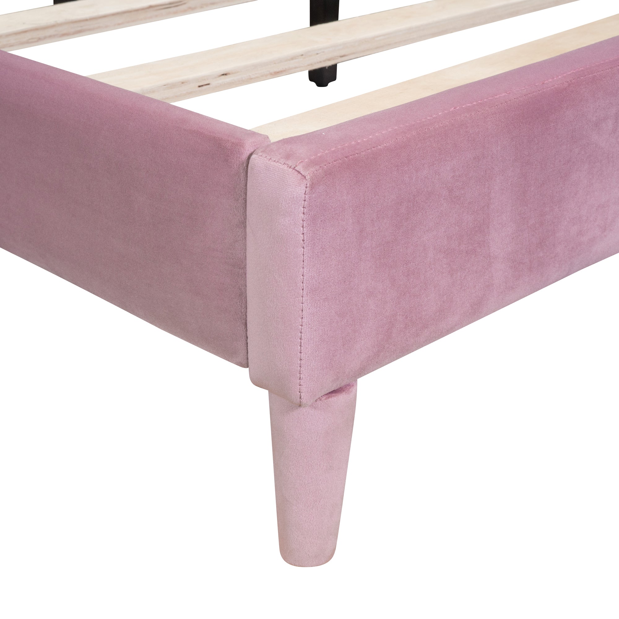 Full size Upholstered Cloud Shape Bed ,Velvet Platform pink-velvet