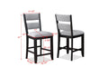 2Pc Set Black Farmhouse Style Ladder Back Counter Height Side Chair Stool Gray Color Upholstered Seat And Back Dining Room Wooden Furniture Black Dining Room Contemporary,Farmhouse Dining Chairs Ladder Back Wood