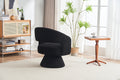 Swivel Accent Chair Armchair, Round Barrel Chair In Fabric For Living Room Bedroom,Black Teddy Black Foam Faux Fur