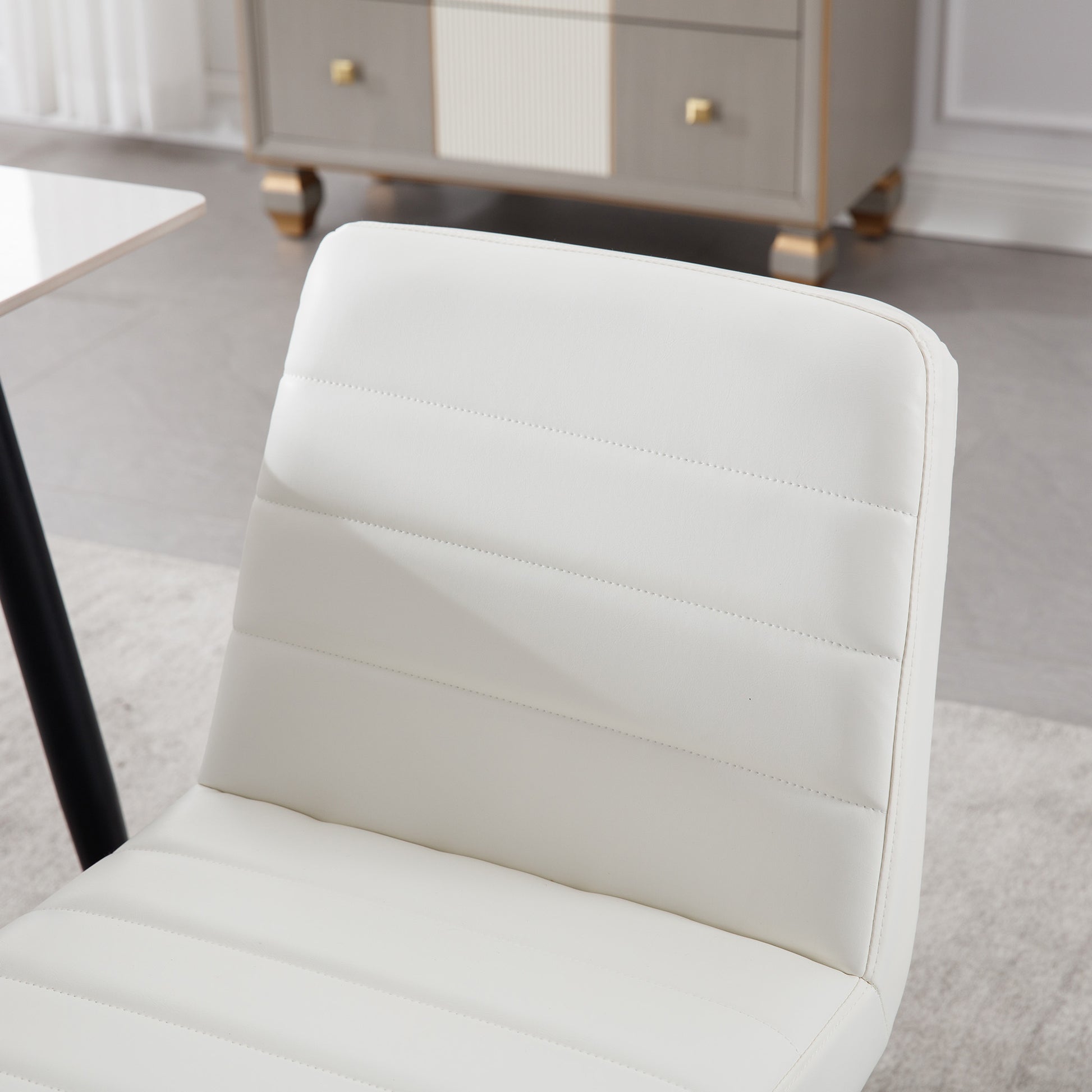 Upholstered Leather Dining Chairs Set Of 2 With Metal Legs, Mid Century Modern Leisure Chairs For Kitchen Living Room Dining Room Bistro Coffee Shop,Cream Cream Dining Room Foam Dry Clean Modern Dining Chairs Foam Pu Leather