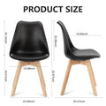 Pu Leather Upholstered Dining Chairs With Wood Legs, Set Of 4 For Kitchen, Black Black Wood