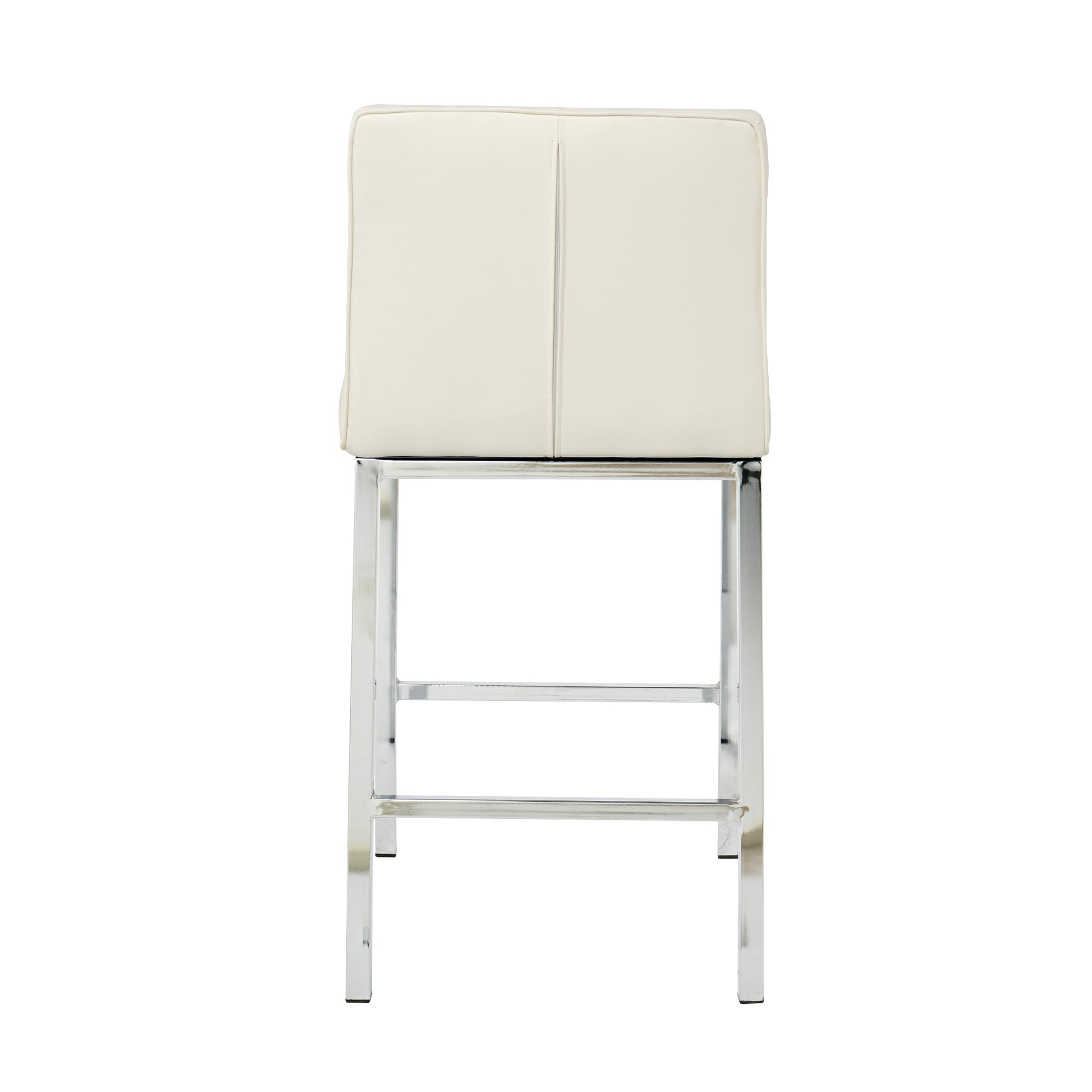 Modern Design High Counter Stool Electroplated Leg Kitchen Restaurant White Pu Bar Chair Set Of 2 White Foam