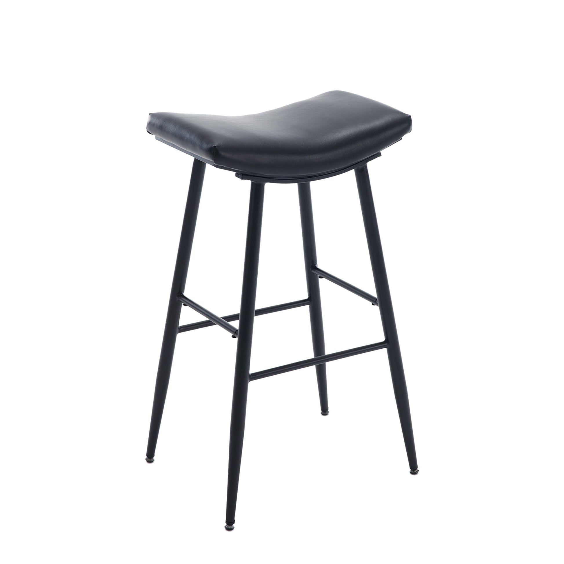 Counter Height Bar Stool Set Of 2 For Dining Room Kitchen Counter Island, Pu Upholstered Breakfast Stools With Footrest,Black Black Pu Kitchen Foam Dry Clean Modern Bar Stools Foam Pu Leather