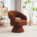 Swivel Accent Chair Armchair, Round Barrel Chair In Fabric For Living Room Bedroom,Brown Teddy Brown Faux Fur