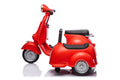 6V Licensed Vespa Scooter Motorcycle With Side Car For Kids, Red Red Chrome