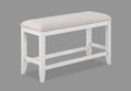 1Pc Transitional White Finish Fabric Upholstered Counter Height Dining Bench White Wood Fabric