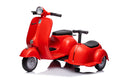 6V Licensed Vespa Scooter Motorcycle With Side Car For Kids, Red Red Chrome