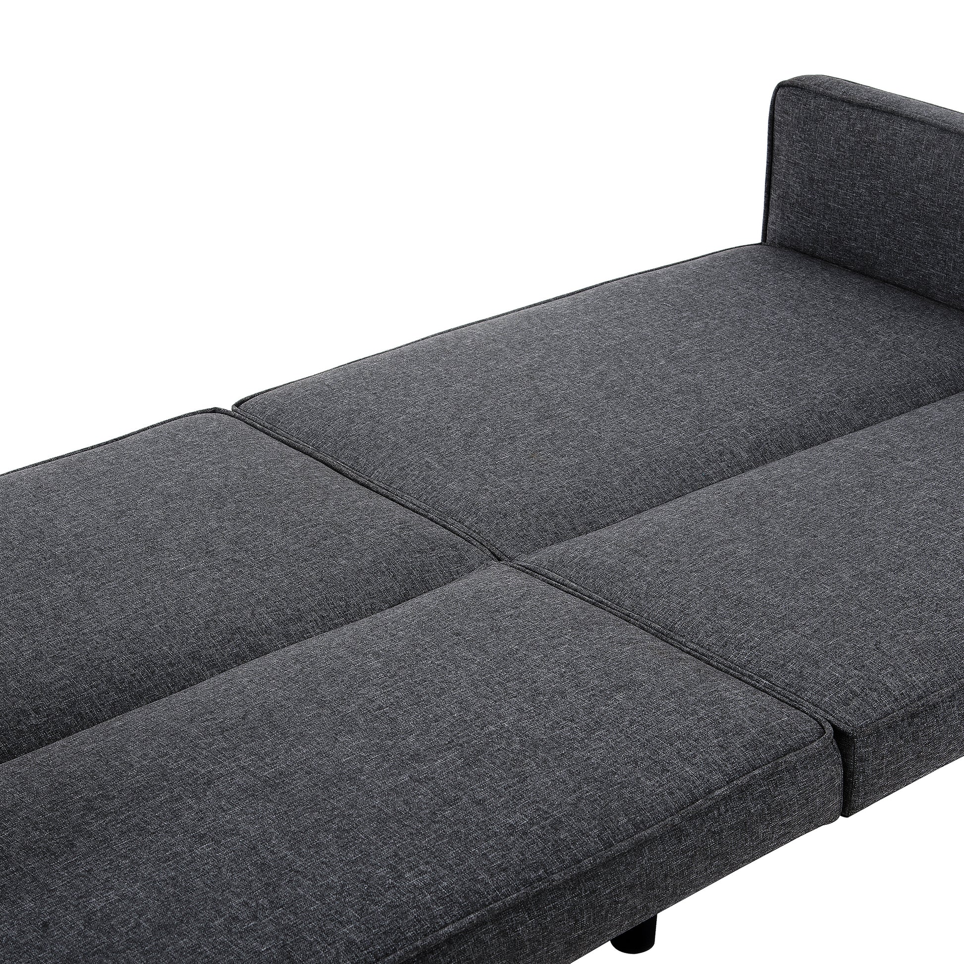 Futon Sofa Bed Convertible Sectional Sleeper Couch, Loveseat Bed With Tapered Legs For Living Room, Study, Dorm, Office Black Burlap 2 Seat