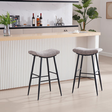 Counter Height Bar Stool Set Of 2 For Dining Room Kitchen Counter Island, Linen Fabric Upholstered Breakfast Stools With Footrest,Coffee Coffee Kitchen Foam Dry Clean Modern Bar Stools Foam Linen