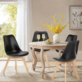 Pu Leather Upholstered Dining Chairs With Wood Legs, Set Of 4 For Kitchen, Black Black Wood