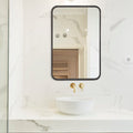 Black 22x30 INCH Metal Rectangle Barhroom mirror black-classic-mdf+glass-aluminium alloy